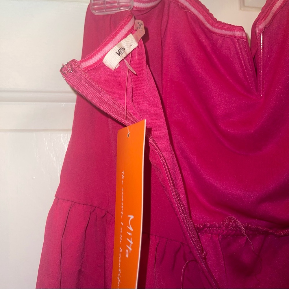 Mittoshop Hibiscus Pink Strapless One-Piece Lined Romper Jumper Womens Large NWT - Picture 9 of 14